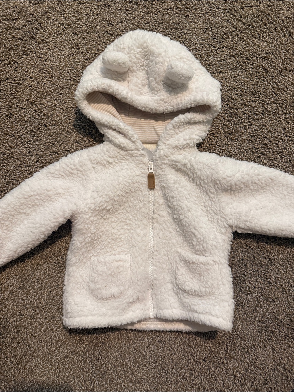Carter's Cream Sherpa Zip Hoodie with Hood Ears